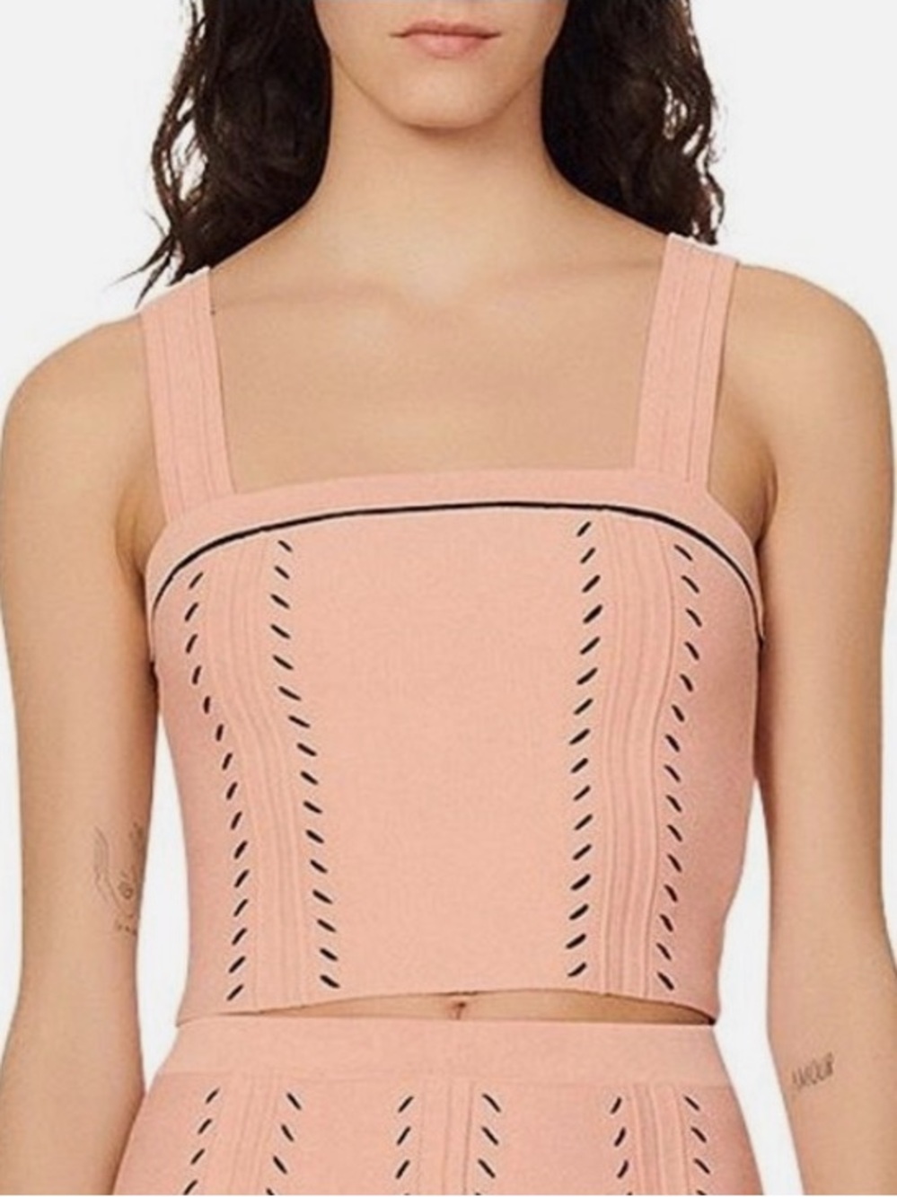 Sandro Peach Cropped Tank with Black Trim
